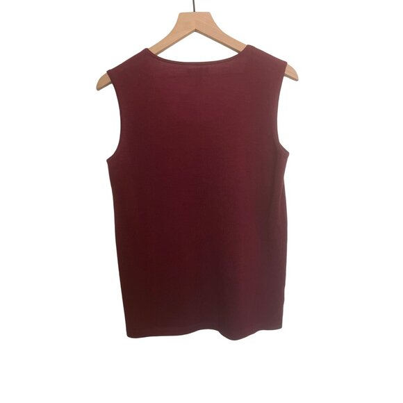 Eileen Fisher Womens Merino Wool Sleeveless Top S/P Burgundy - Picture 2 of 4